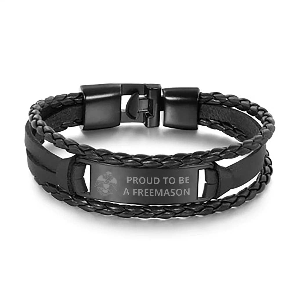 33rd Degree Scottish Rite Bracelet - Wings Down Black & Brown - Bricks Masons