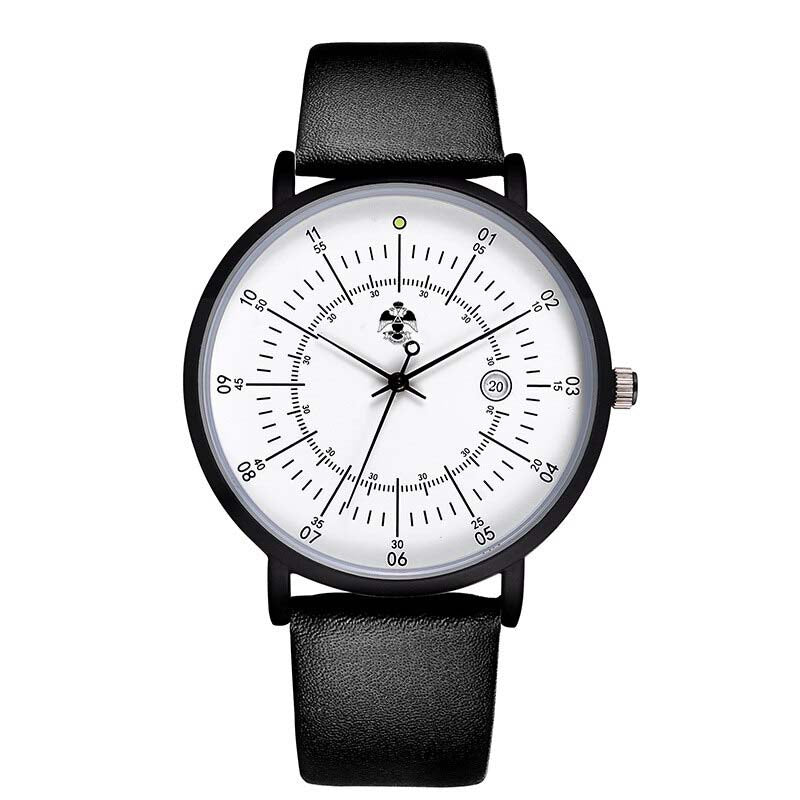 33nd Degree Scottish Rite Wristwatch - Wings Down Leather Straps - Bricks Masons