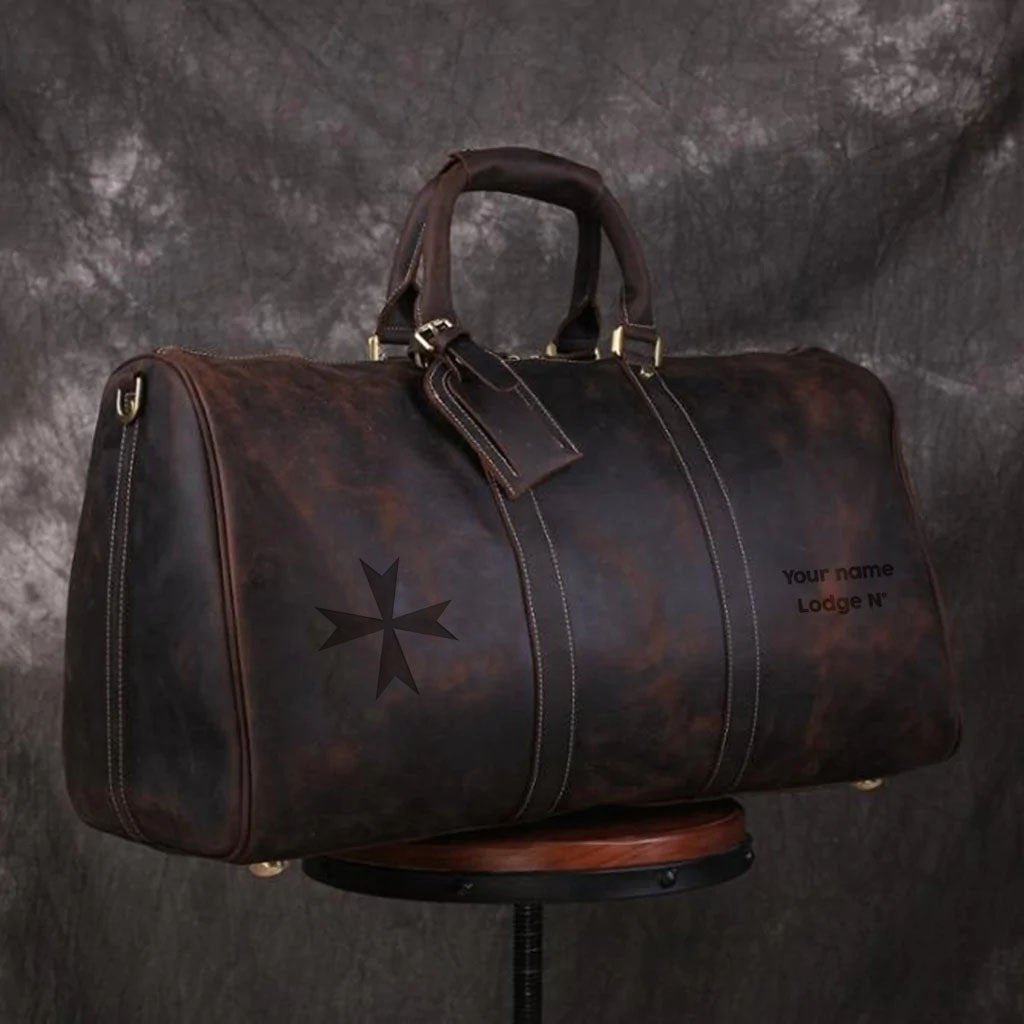 Order Of Malta Travel Bag - Genuine Vintage Leather - Bricks Masons