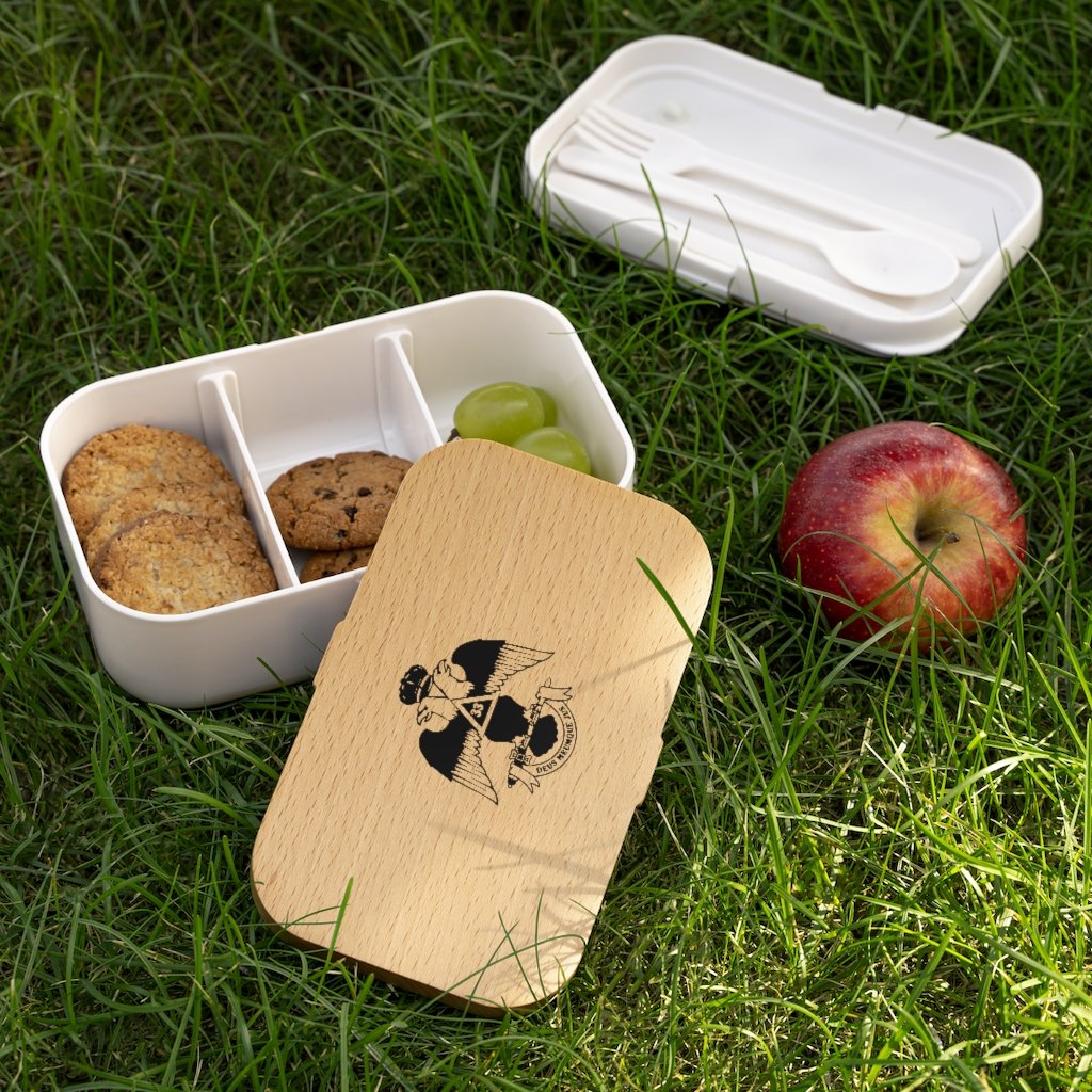 33rd Degree Scottish Rite Lunch Box - Wings Down Wooden Lid - Bricks Masons