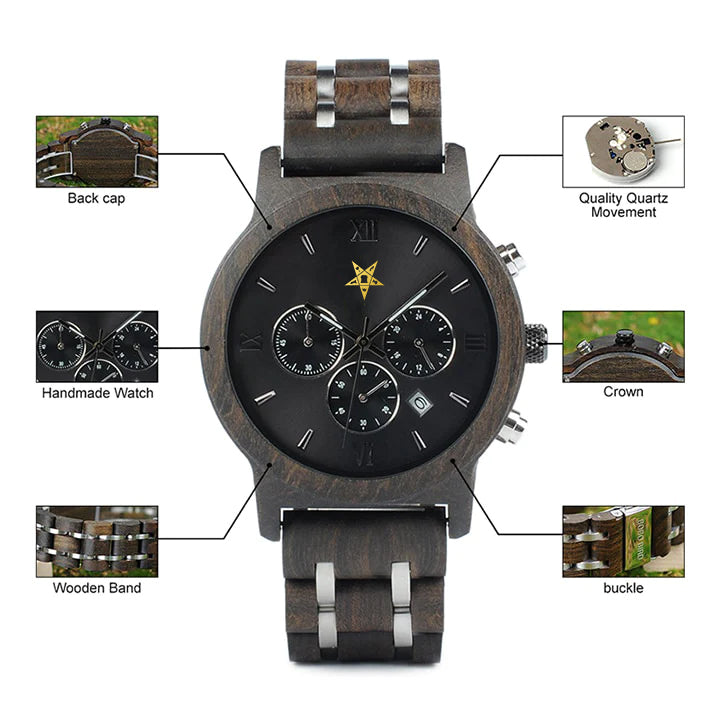 OES Wristwatch - Various Wood Colors - Bricks Masons