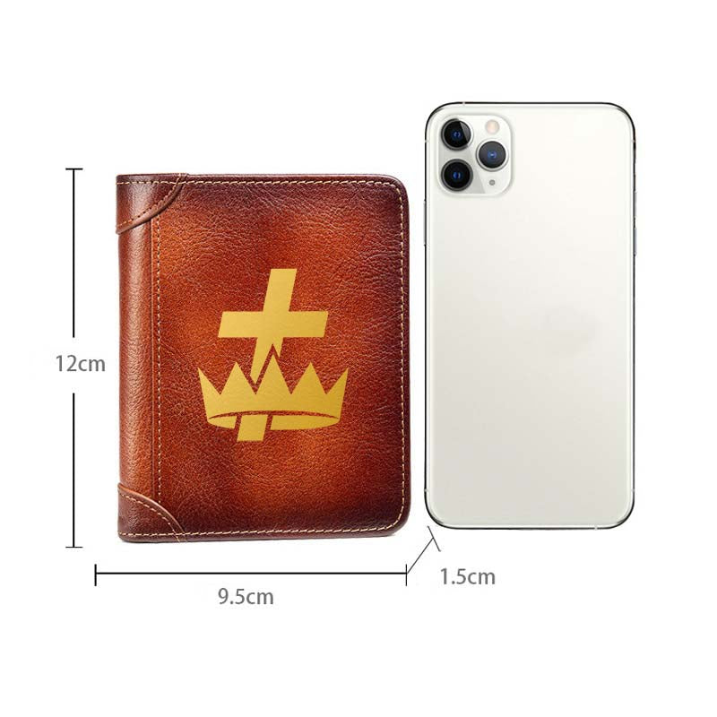 Knights Templar Commandery Wallet - Brown Leather - Bricks Masons