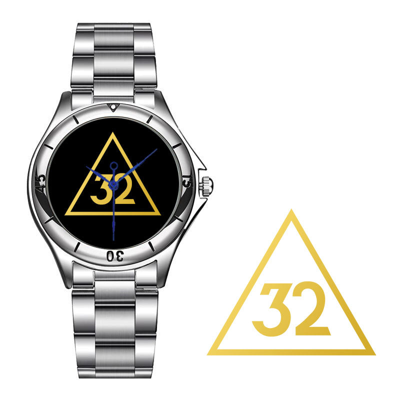 32nd Degree Scottish Rite Wristwatch - Stainless Steel - Bricks Masons