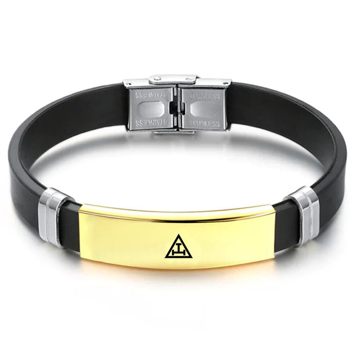 Royal Arch Chapter Bracelet - Steel & Leather - Bricks Masons