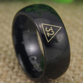 32nd Degree Scottish Rite Ring - Black Dome Tungsten - Bricks Masons