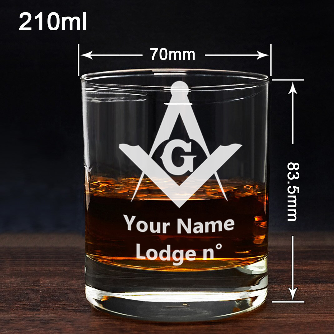 Personalized Masonic Whiskey Glasses - [Multiple Variants] - Bricks Masons