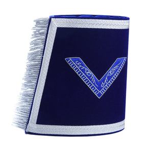 Worshipful Master Blue Lodge Cuff - Blue Velvet Hand Embroidered - Bricks Masons
