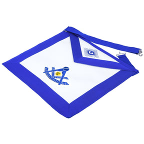 Past Master Blue Lodge California Regulation Apron - Royal Blue with Gold Sun - Bricks Masons