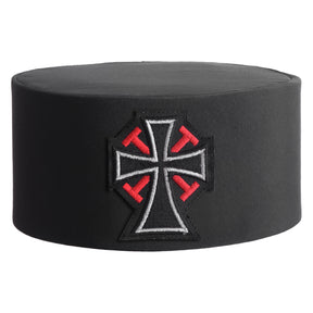 Past Commander Knights Templar Commandery Crown Cap - Black Rayon With Cross - Bricks Masons