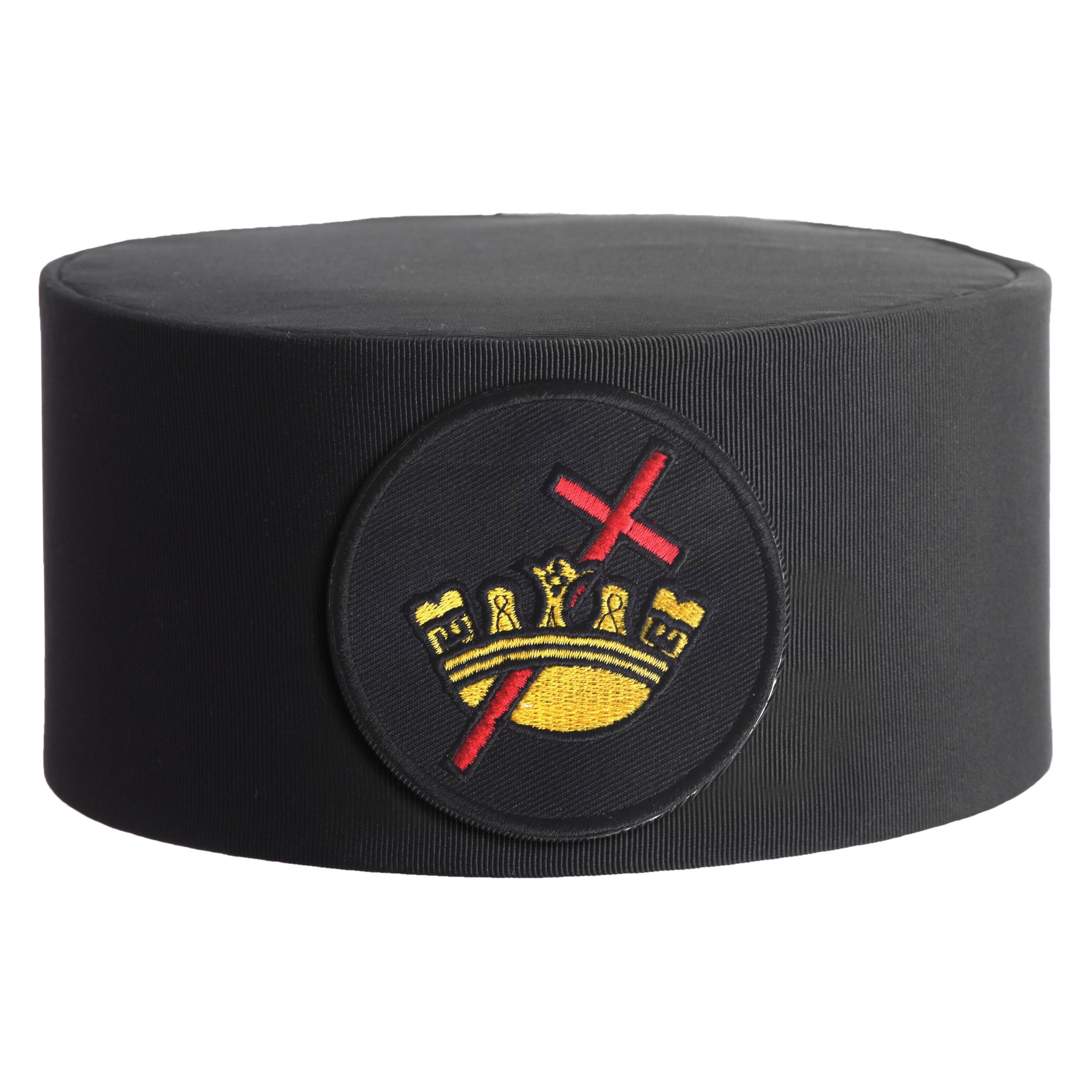 Knights Templar Commandery Crown Cap - Black With Round Patch - Bricks Masons