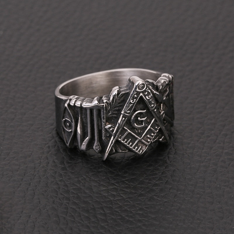 Master Mason Blue Lodge Ring - Vintage Metal - Bricks Masons