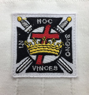 Knights Templar Commandery Glove - White Cotton Machine Embroidered Emblem - Bricks Masons