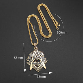 Master Mason Blue Lodge Necklace - Black & Gold Stainless Steel - Bricks Masons