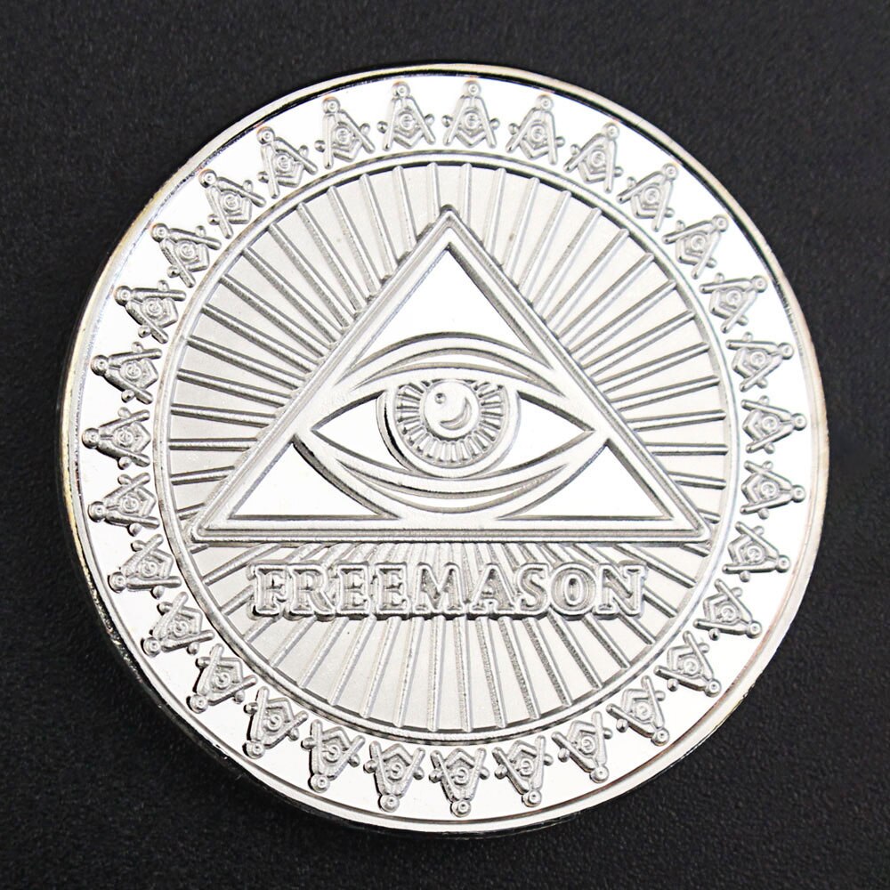 Master Mason Blue Lodge Coin - VIRTUS JUNXIT MORS NON SEPARABIT Silver Commemorative - Bricks Masons