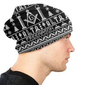 Master Mason Blue Lodge Beanie - Christmas Black & White - Bricks Masons