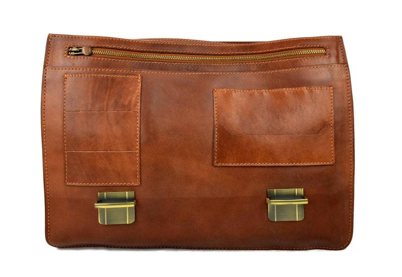 Shriners Briefcase - Genuine Brown Leather - Bricks Masons