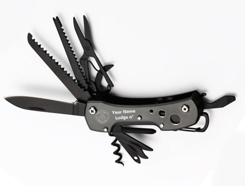 Grand Master Blue Lodge Pocket Knife - Multifunctional - Bricks Masons