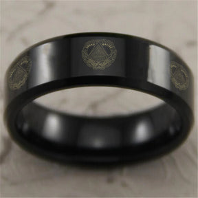 Grand Master Blue Lodge Ring - Reverse Comfort Fit Tungsten - Bricks Masons