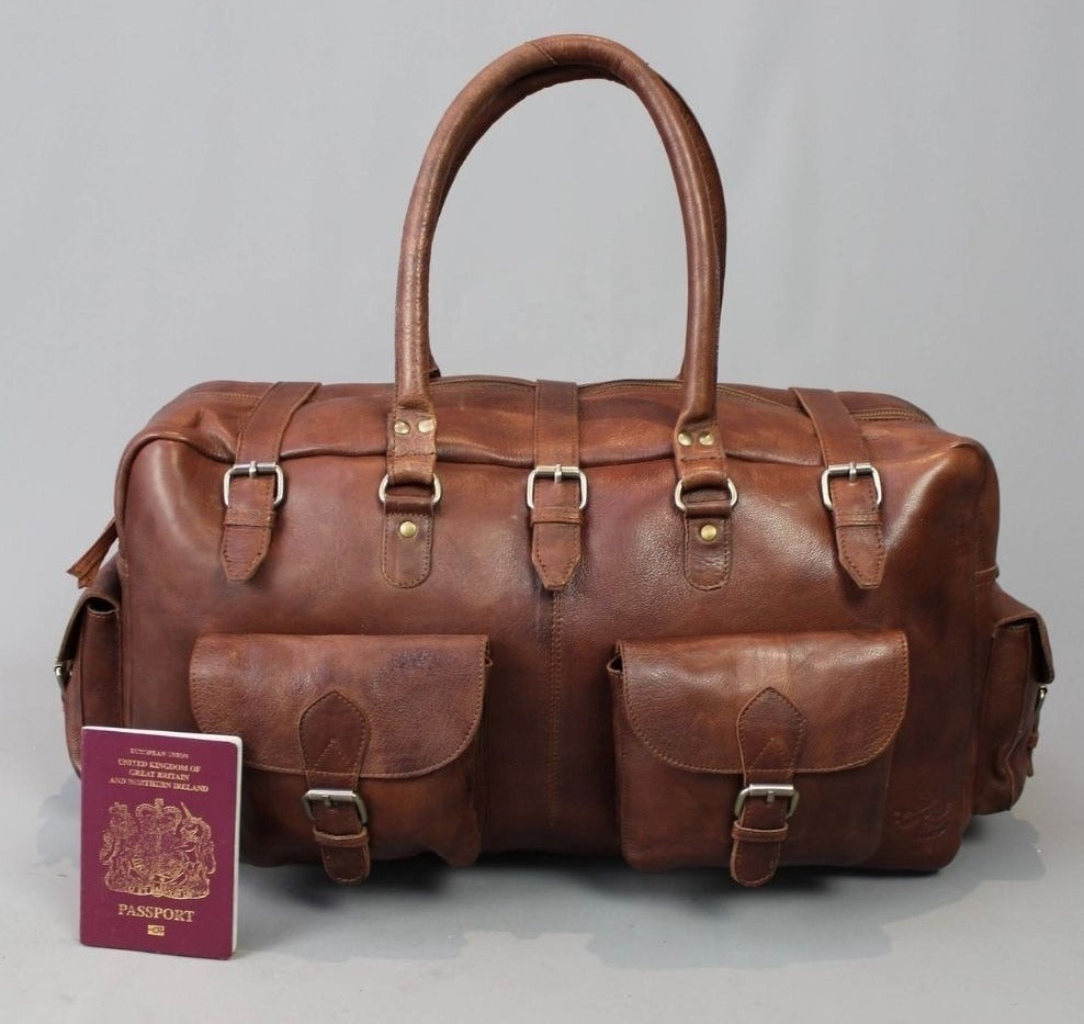 Grand Master Blue Lodge Travel Bag - Conker Brown Leather - Bricks Masons