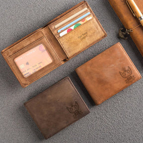 Handmade Leather 33rd Degree Scottish Rite Wallet - Wings Up Light & Dark Brown - Bricks Masons