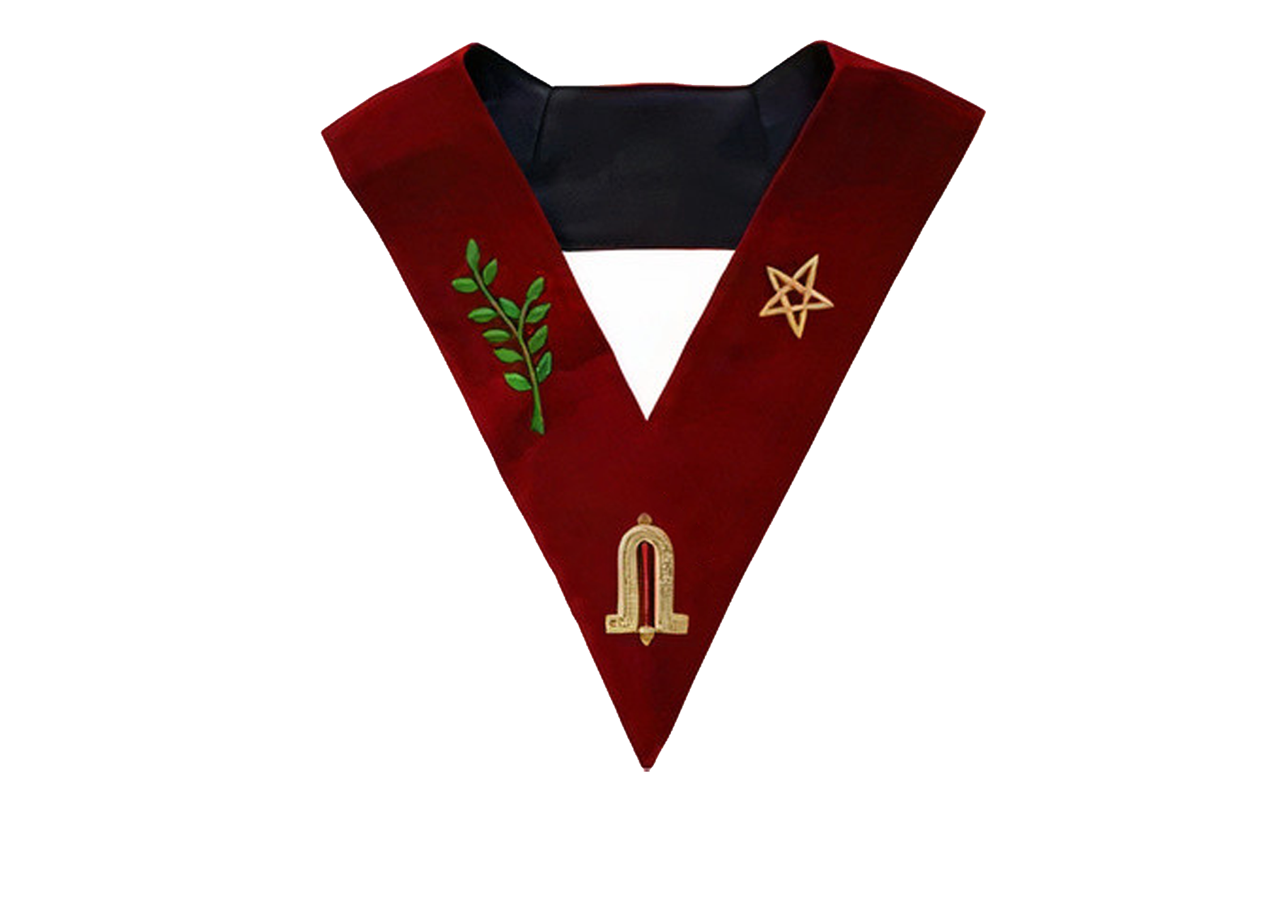 Junior Warden Scottish Rite Officer Collar - Maroon Velvet - Bricks Masons
