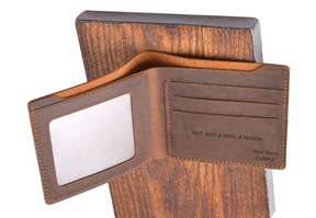 Knights Templar Commandery Wallet - Genuine Leather Bifold - Bricks Masons