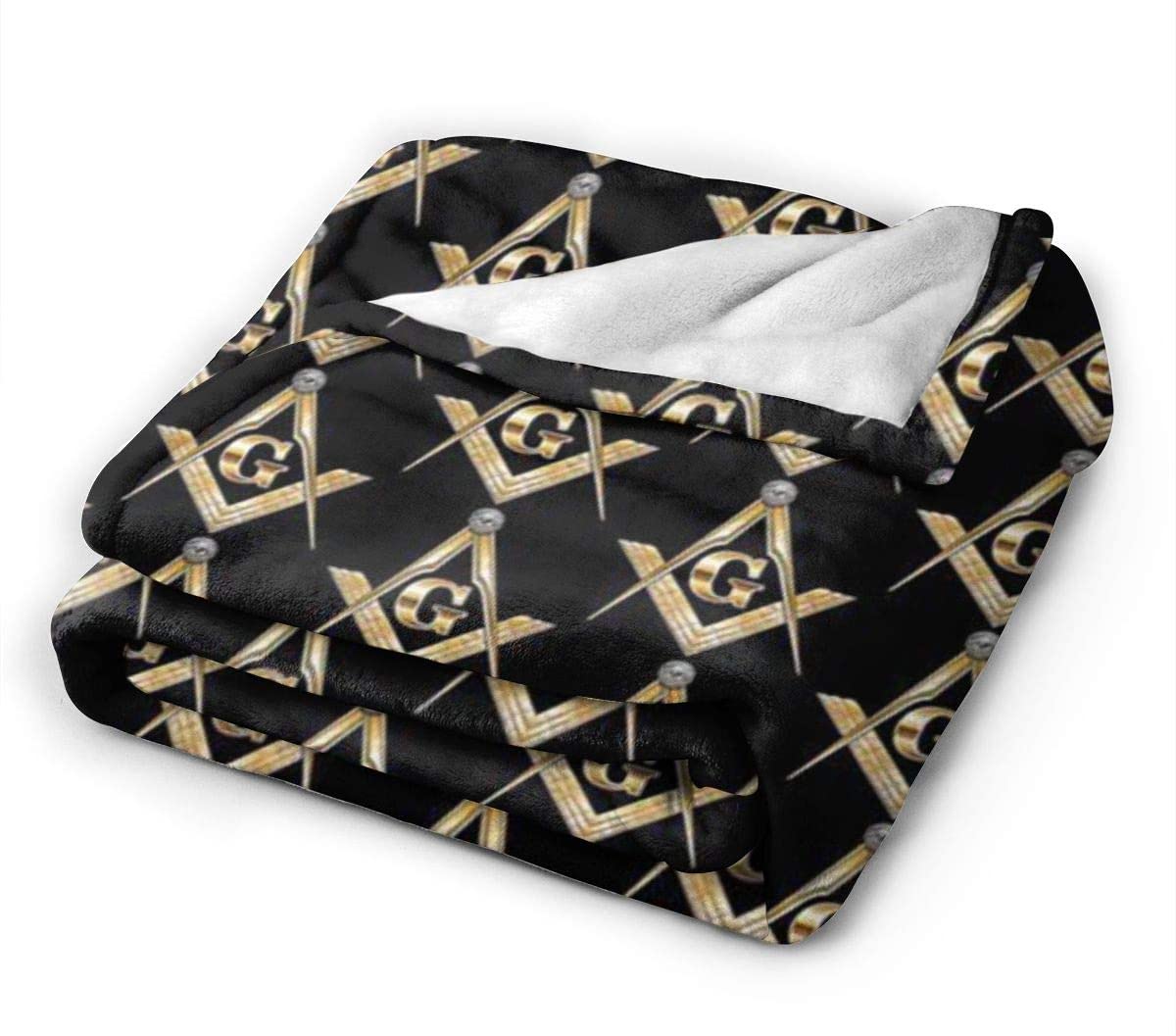 Master Mason Blue Lodge Blanket -  Warm Cozy Lightweight Fleece - Bricks Masons