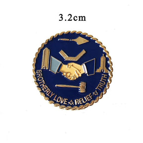 Master Mason Blue Lodge Lapel Pin - Zinc Alloy BROTHERLY LOVE RELIEF TRUTH - Bricks Masons