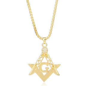 Master Mason Blue Lodge Pendant - Square and Compass G Necklace (Gold & Silver) - Bricks Masons
