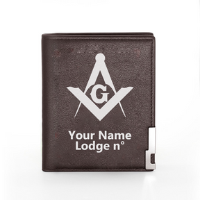 Master Mason Blue Lodge Wallet - Black & Brown - Bricks Masons