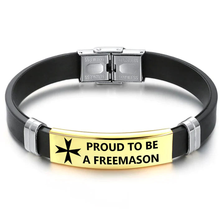 Order Of Malta Commandery Bracelet - Steel & Leather - Bricks Masons