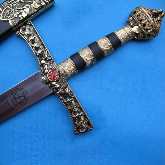 Mio Cid Anointed Knights Templar Golden Sword Scabbard Totem Engraving 49" - Bricks Masons