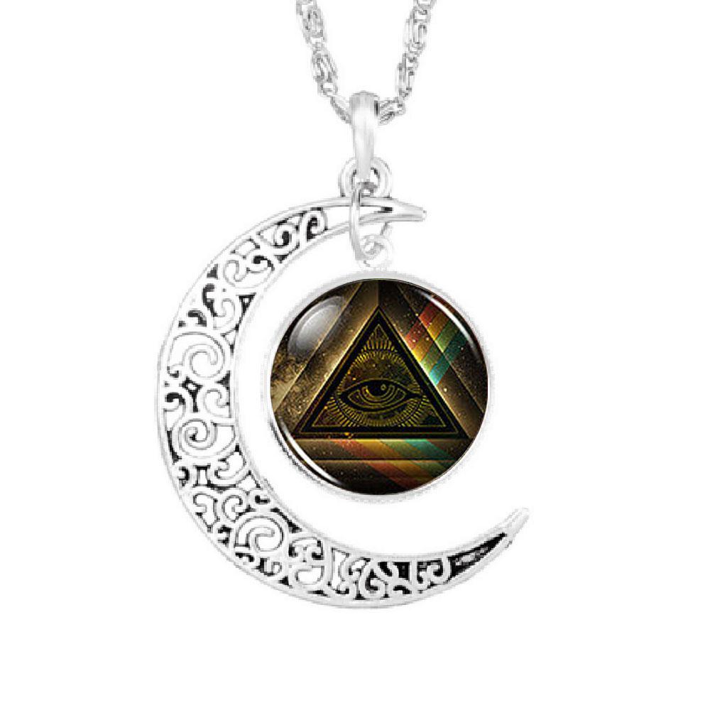 Eye Of Providence Necklace - Moon AllSeeing Eye - Bricks Masons