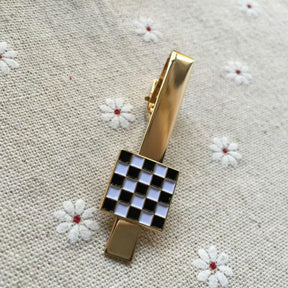 Masonic Tie Clip - Black & White Checkered - Bricks Masons