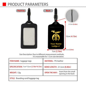 Shriners Luggage Tag - Black Leather - Bricks Masons